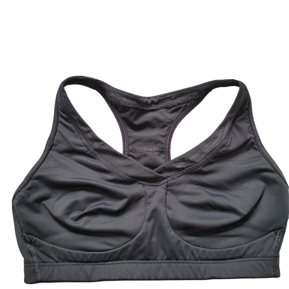 Athleta Size 32C Gray Racerback Sports‎ Bra Style Medium Impact